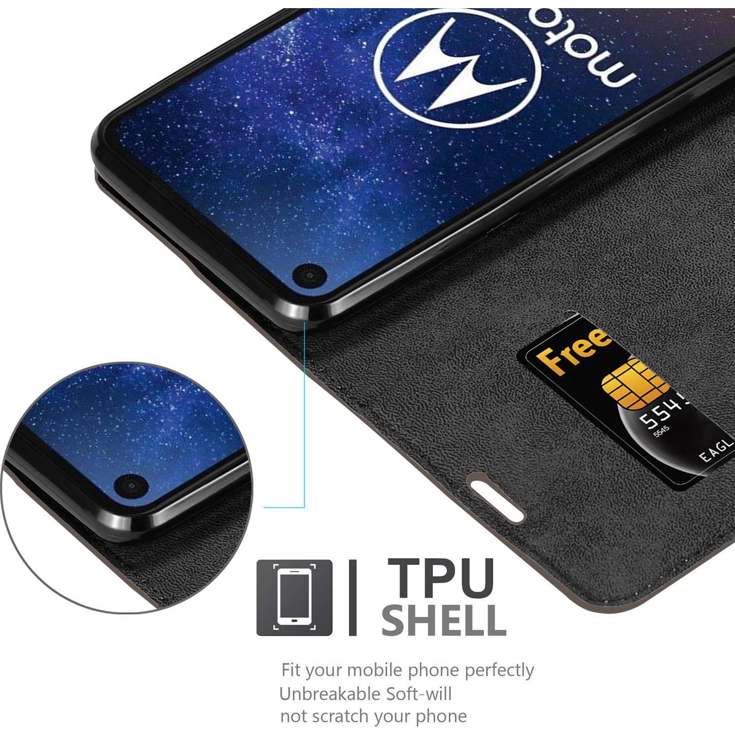 Thumbnail - Cadorabo Book Invisible Magnet Cover (Motorola One Vision), Smartphone Hülle, Braun