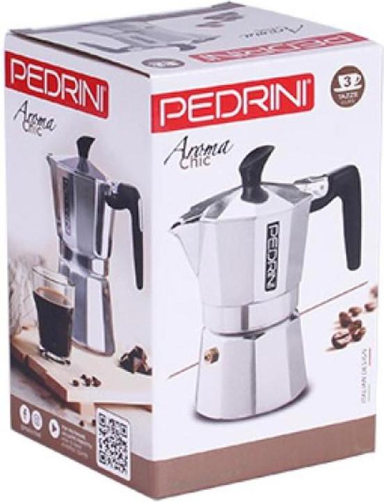 Actual product image Pedrini 9083-3 Manual coffee maker mocha pot aluminum (3 Cups)