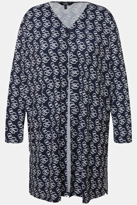 Produktbild Ulla Popken Jerseyjacke, Ringmuster, A-Linie, V-Ausschnitt (68)