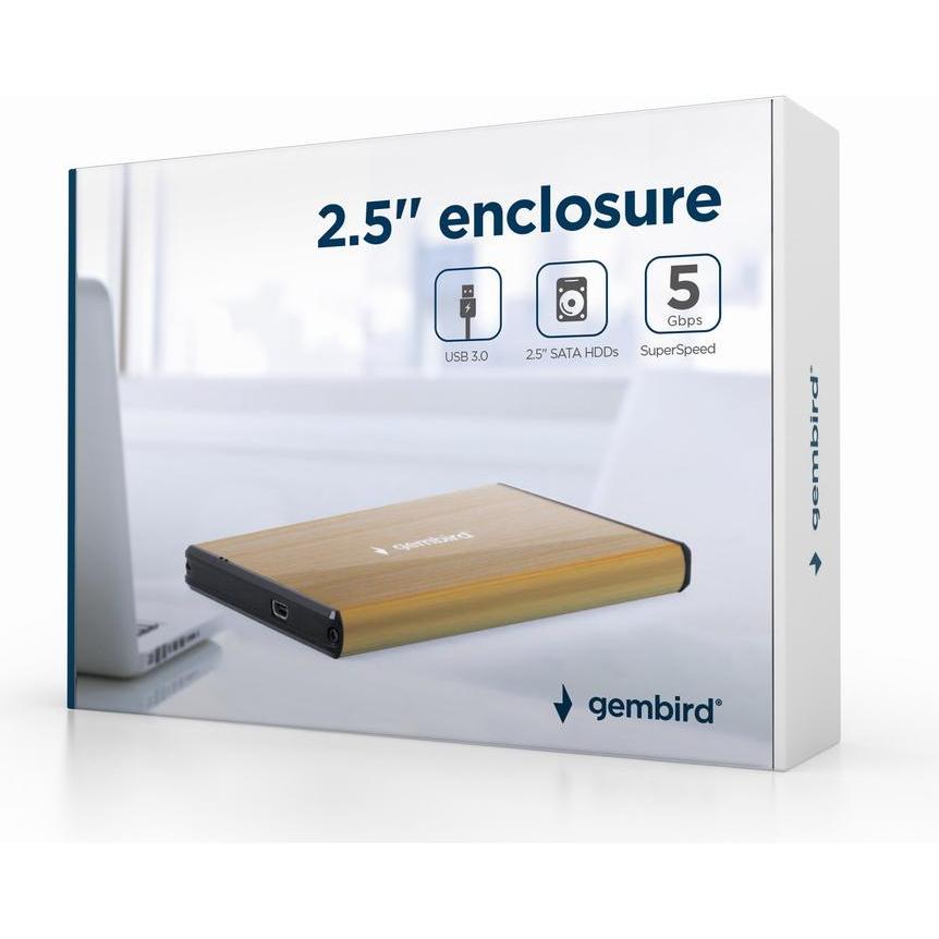 Thumbnail - Gembird USB 3.0 2.5/'/' Festplatten Gehäuse (2.5"), Festplattengehäuse, Gold