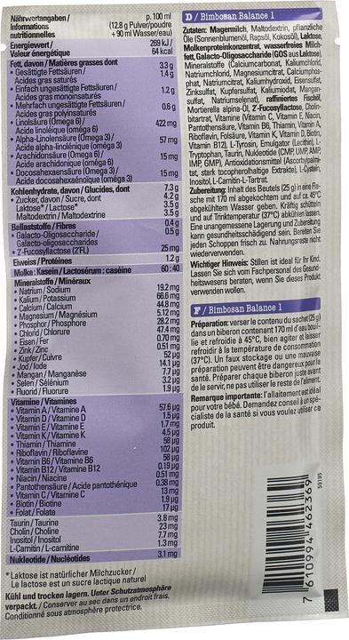Valori nutrizionali e ingredienti Bimbosan Equilibrio (125 g, dalla nascita)