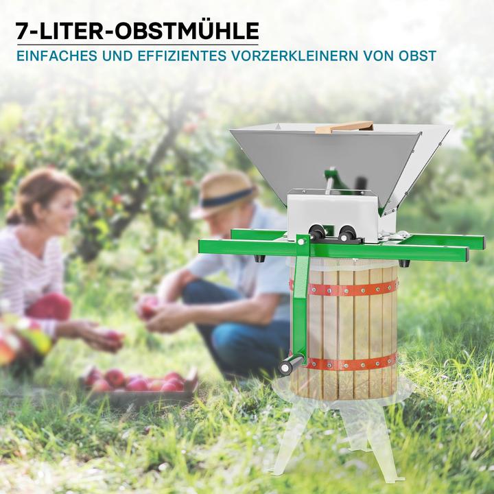 Produktbild Wiltec Obstmühle 7L Trichter Maische Handkurbel Obstmühle Saftpresse Apfelpresse