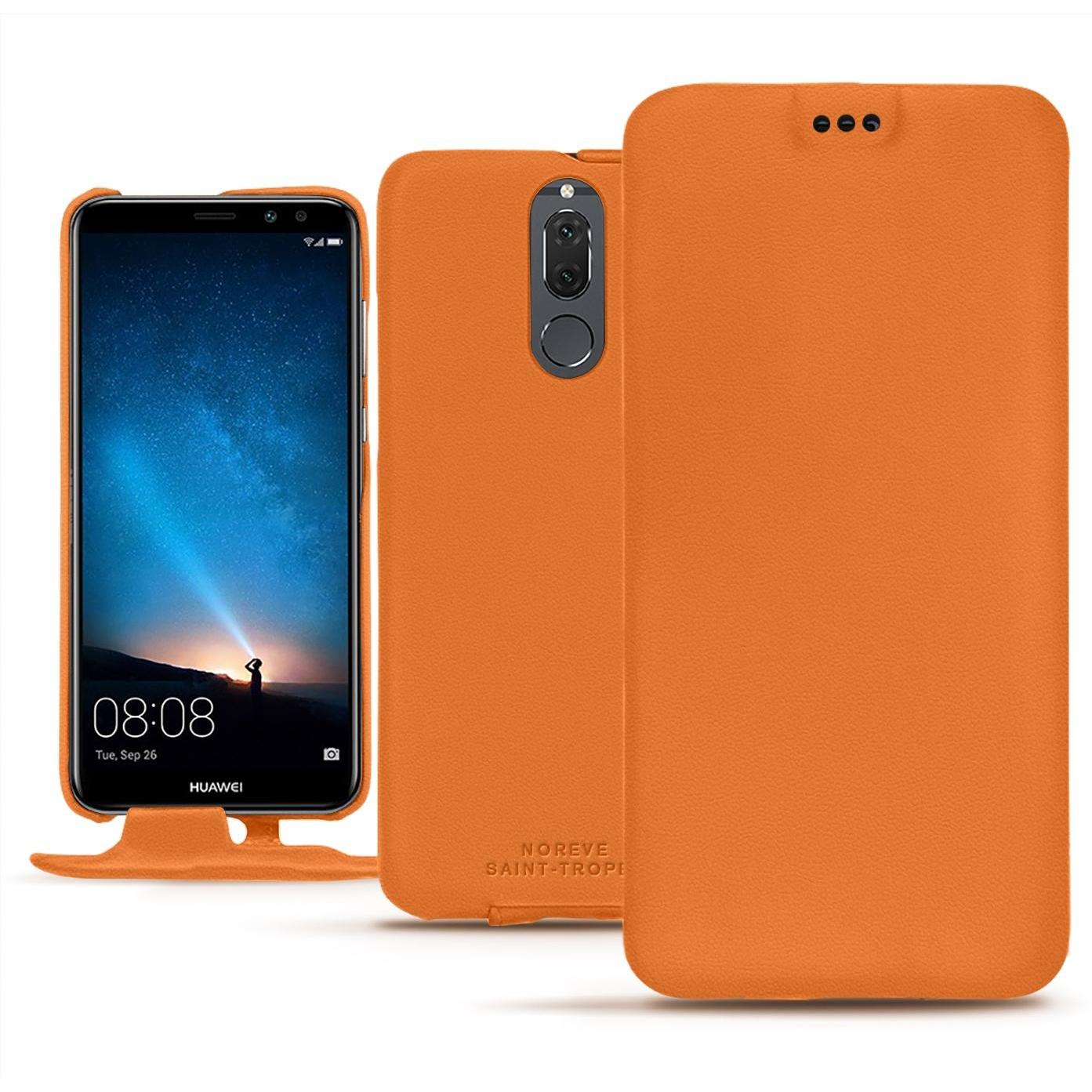 Noreve Lederschutzhülle vertikal (Huawei Mate 10 Lite), Smartphone Hülle, Orange