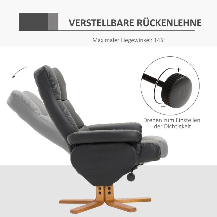 Actual product image Homcom Relaxsessel mit Hocker Holz, Kunstleder Schwarz
