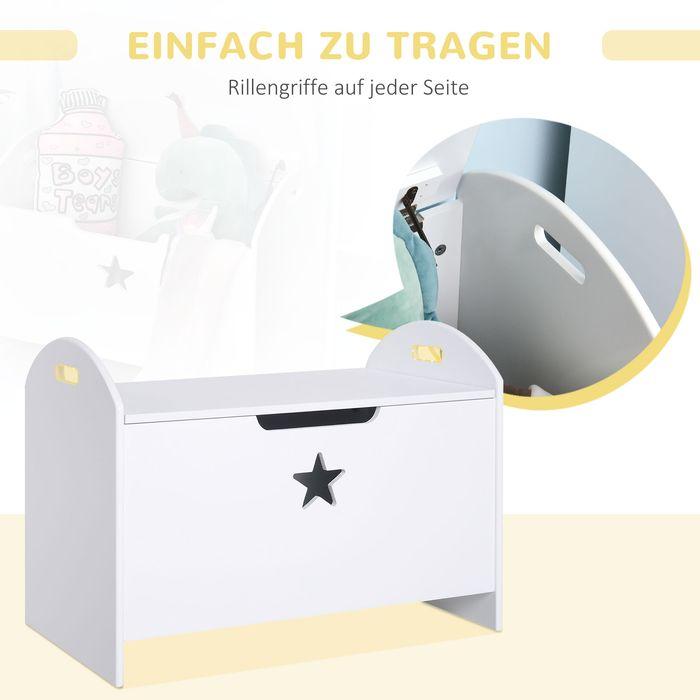 Immagine prodotto Swisshandel24 Scatola per giocattoli Scatola per bambini Cassapanca con cerniera di sicurezza MDF bianco 62 x 40