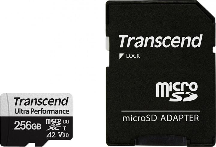 Actual product image Transcend SD microSD Card SDXC USD340S w/Adapter (256 GB, microSDXC, U3, UHS-I)