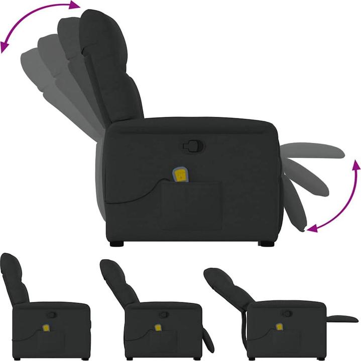 Actual product image VidaXL Massage chair with stand-up aid black fabric