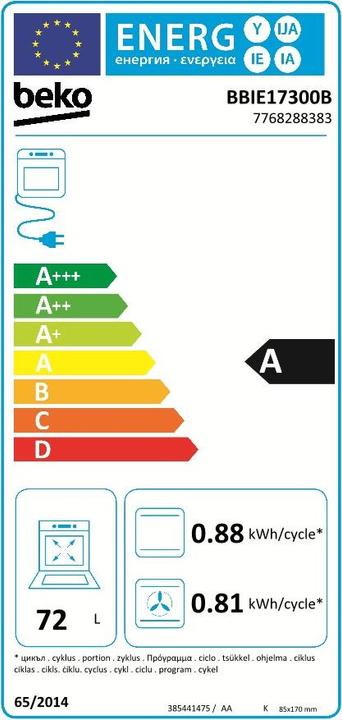 Energie-Label Beko BBIE17300B