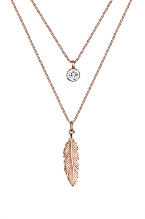 Produktbild Elli Boho, Feder, Layer, Solitär-Kette (925er Silber, Glaskristall, 45 cm)