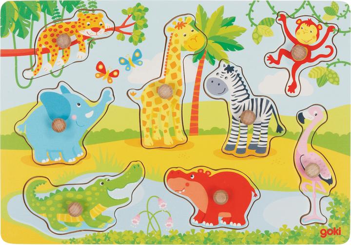 Goki Steckpuzzle Afrikanische Tierkinder (8 Teile)