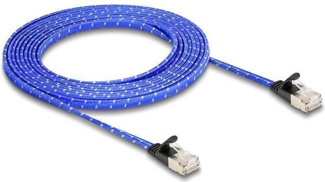 Produktbild Delock RJ45 Flachband Netzwerkkabel mit Geflechtmantel Cat.6 (U/FTP, CAT6a, 3 m)
