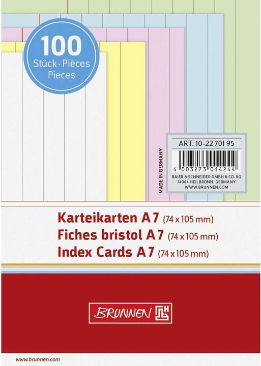 Actual product image Index cards (A7, 190 g/m², 100 x)