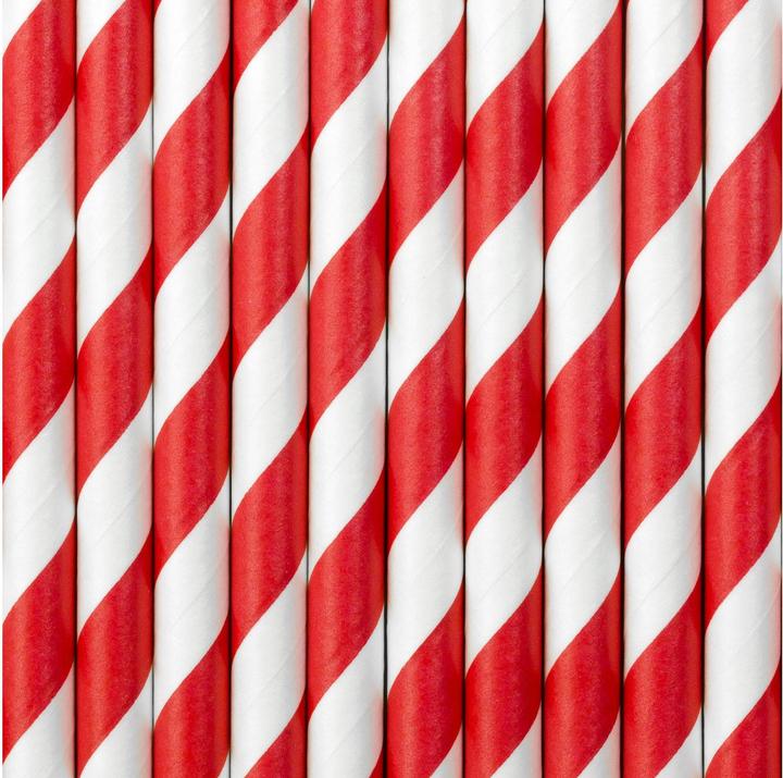 Immagine prodotto Partydeco Cannuccia di carta a righe bianche e rosse (10 x)