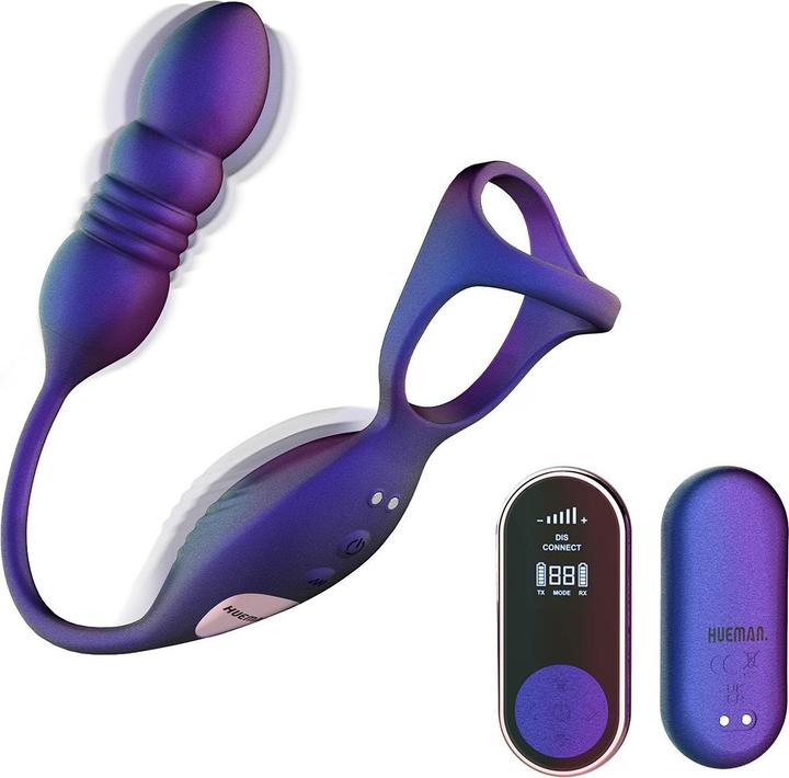 Productafbeelding Hueman Deep Impact Cock und Hodenring Lila (4 cm)