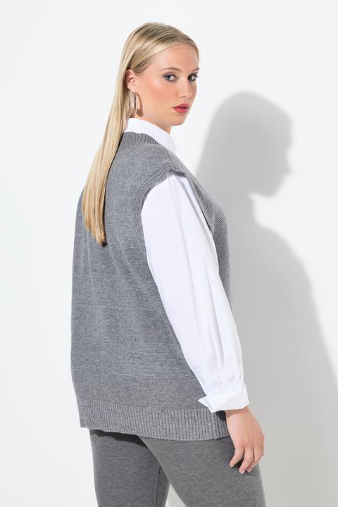 Produktbild Ulla Popken Pullunder, Strukturstreifen, Glitter, Rundhals, ärmellos (54)