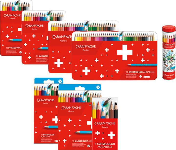 Actual product image Caran d'Ache Coloured pencils Swisscolor Aquarelle,12pcs cardboard box (Multicolor, 12 x)