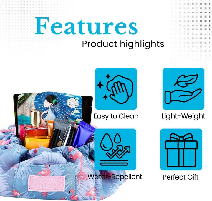 Produktbild Intirilife Kosmetiktasche in GRAU ROSA FLAMINGO