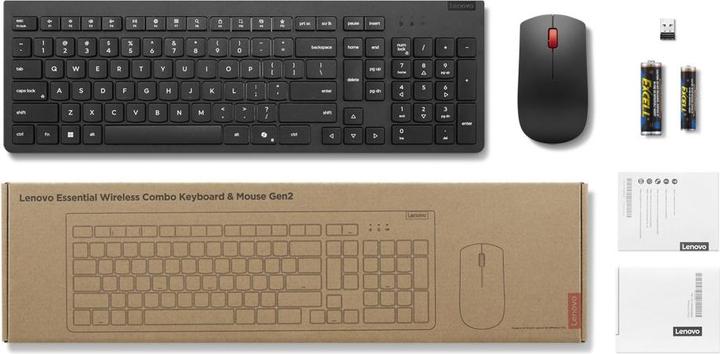 Actual product image Lenovo Essential Wireless Combo Keyboard & Mouse Gen2 Black-Belgium English (BE, Wireless)