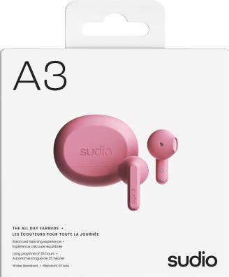 Actual product image Sudio Headphone A3 Pink In-Ear True Wireless (25 h, Wireless)