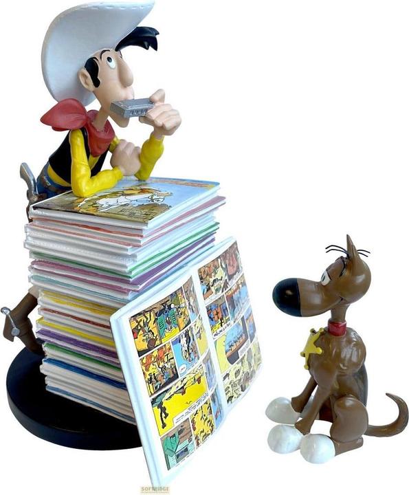 Actual product image Plastoy Lucky Luke: Lucky Luke and Rantanplan Stack of Comics Collector Figure