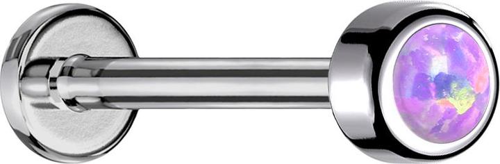 Produktbild Star Piercing Micro Labret Innengewinde silber Zylinder mit Opal violett (ohne Messing, Titan G23)