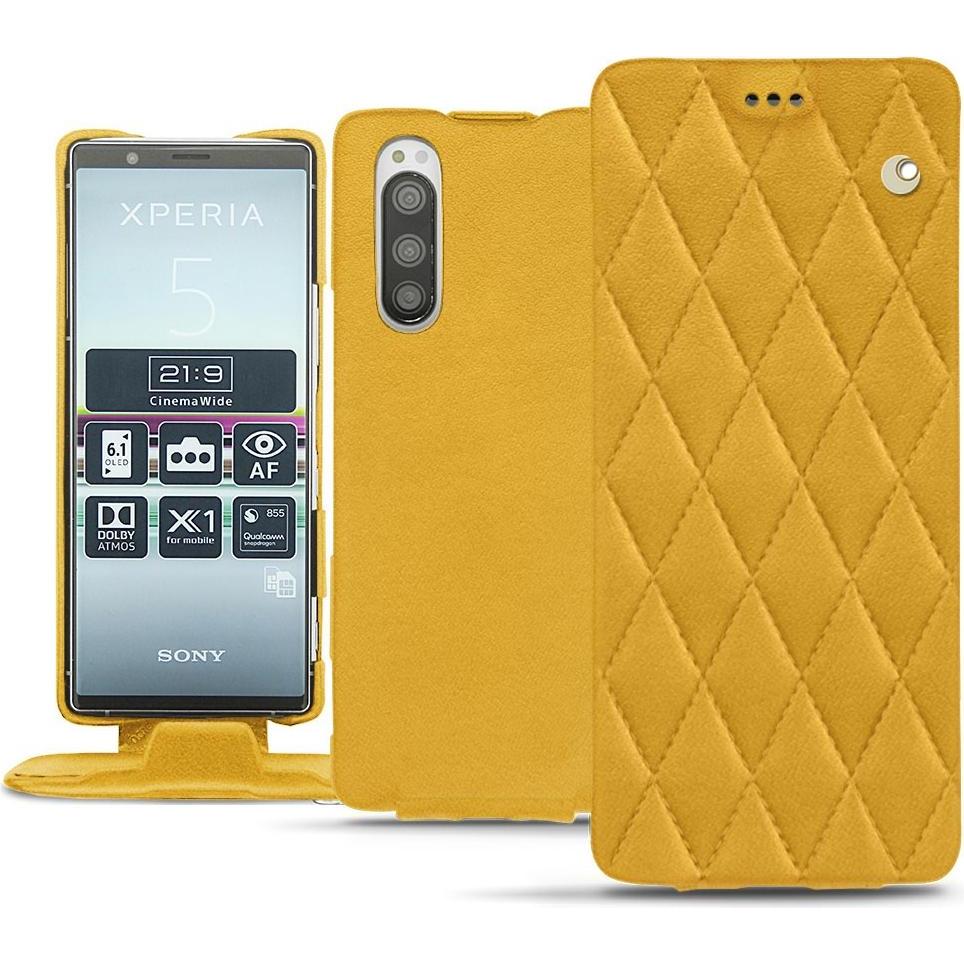 Noreve Lederschutzhülle vertikal (Sony Xperia 5), Smartphone Hülle, Orange