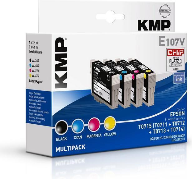 Actual product image KMP E107V Multipack BK/C/M/Y compatible with Epson T 071 (C, FC, M, Y)