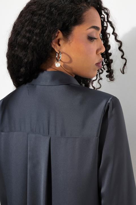 Image du produit Ulla Popken Chemisier en acétate, ligne en A, col chemise et manches longues (60)