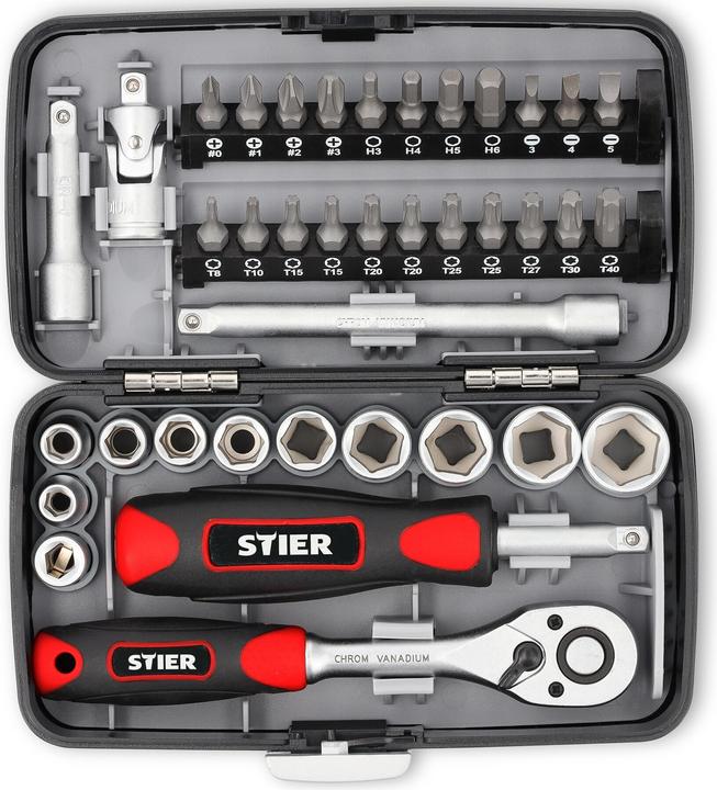Actual product image Stier Socket spanner and bit set 1/4" 38-piece