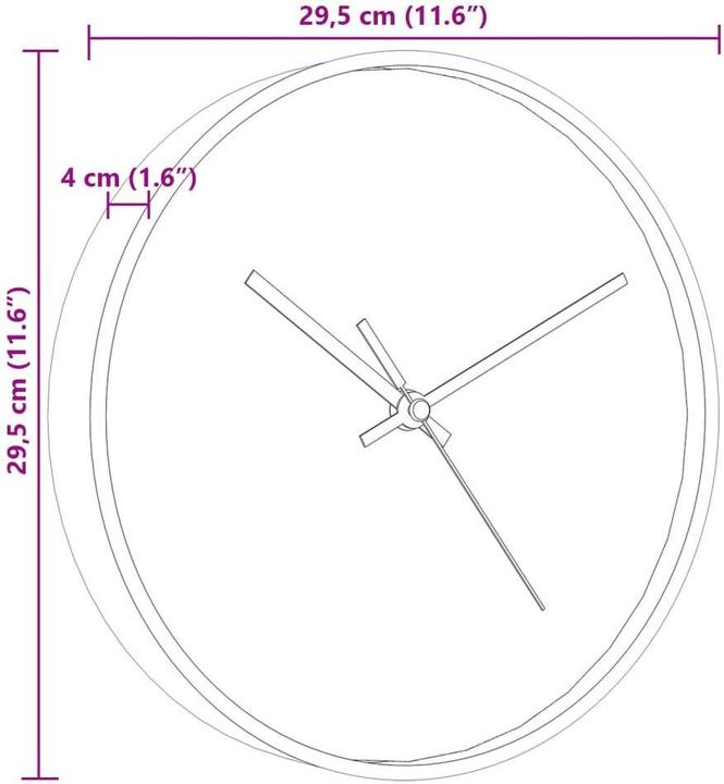 Produktbild VidaXL Wanduhr Golden und Ø29,5 cm Polystyren und Glas (29.50 cm)