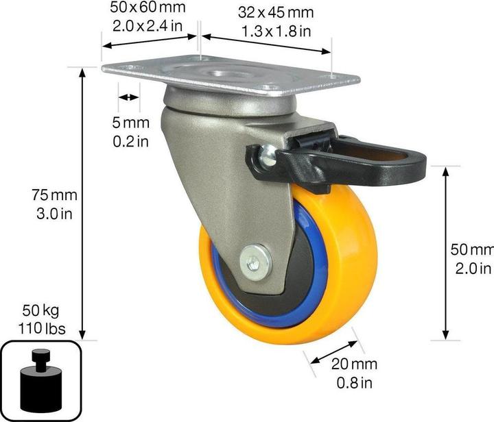 Produktbild Wagner System Lenkrolle 3C soft Bremse 30 kg