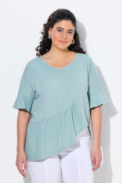 Actual product image Ulla Popken Asymmetric Flounce Panel Short Sleeve Tee (42, 44)