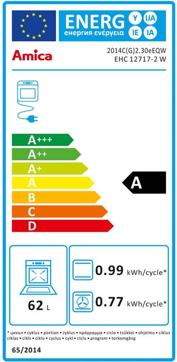 Etichetta energetica Amica EHC 12717-2 W MF9 bianco, 60 cm