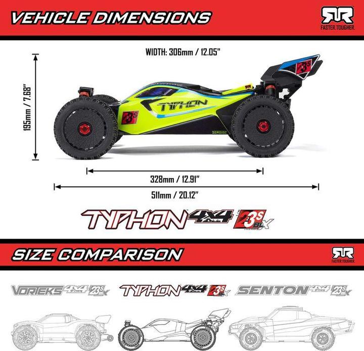 Image du produit Arrma Buggy TYPHON BLX 223S ARTR, 1:8 - Blau (Presque prêt à être conduite)