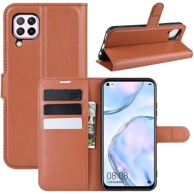 Thumbnail - MU Classic Litchi Leder Bookcover Series (Huawei P40 Lite), Smartphone Hülle, Braun