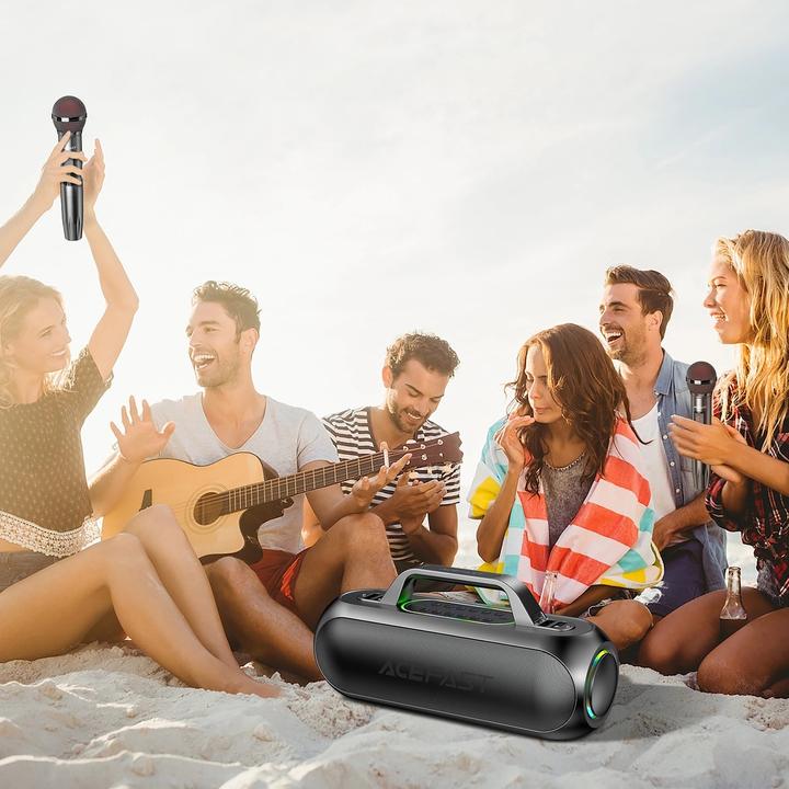 Actual product image Acefast K1 wireless karaoke speaker with 2 microphones - black