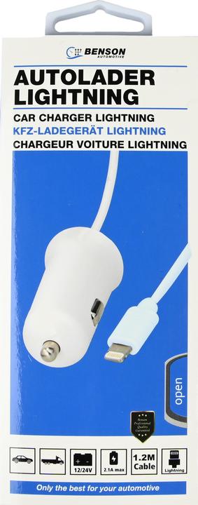Actual product image Benson Car charger lightning cable 1.2 m 12-24V
