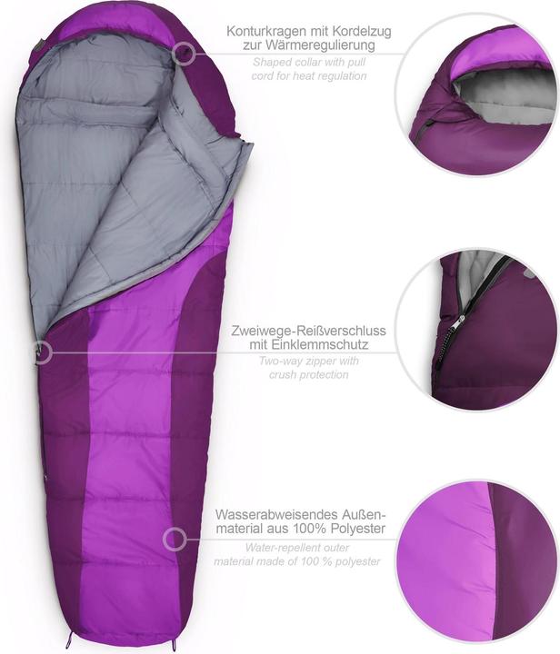 Produktbild Where Tomorrow Mumienschlafsack Polyester, Lila (230 cm)