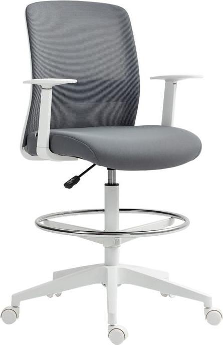 Image du produit Swisshandel24 Schreibtischstuhl, drehbar, rollbar, Netzrücken, Schaumstoffkissen, Grau