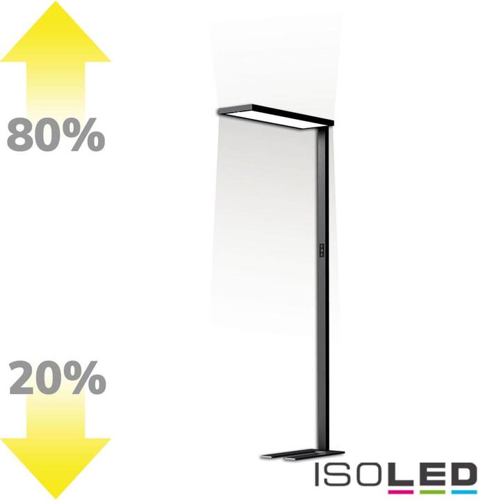 Productafbeelding Isoled LED Office Pro vloerlamp omhoog/omlaag, 80W/20W, zwart, UGR<19, neutraal wit, touchdimming