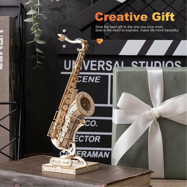 Actual product image Robotime Rolife 3D wooden puzzle saxophone 136 pieces (136 pieces)