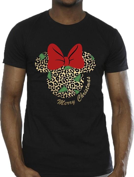 Actual product image Disney Mens Minnie Mouse Leopard Christmas T-Shirt (XXL)