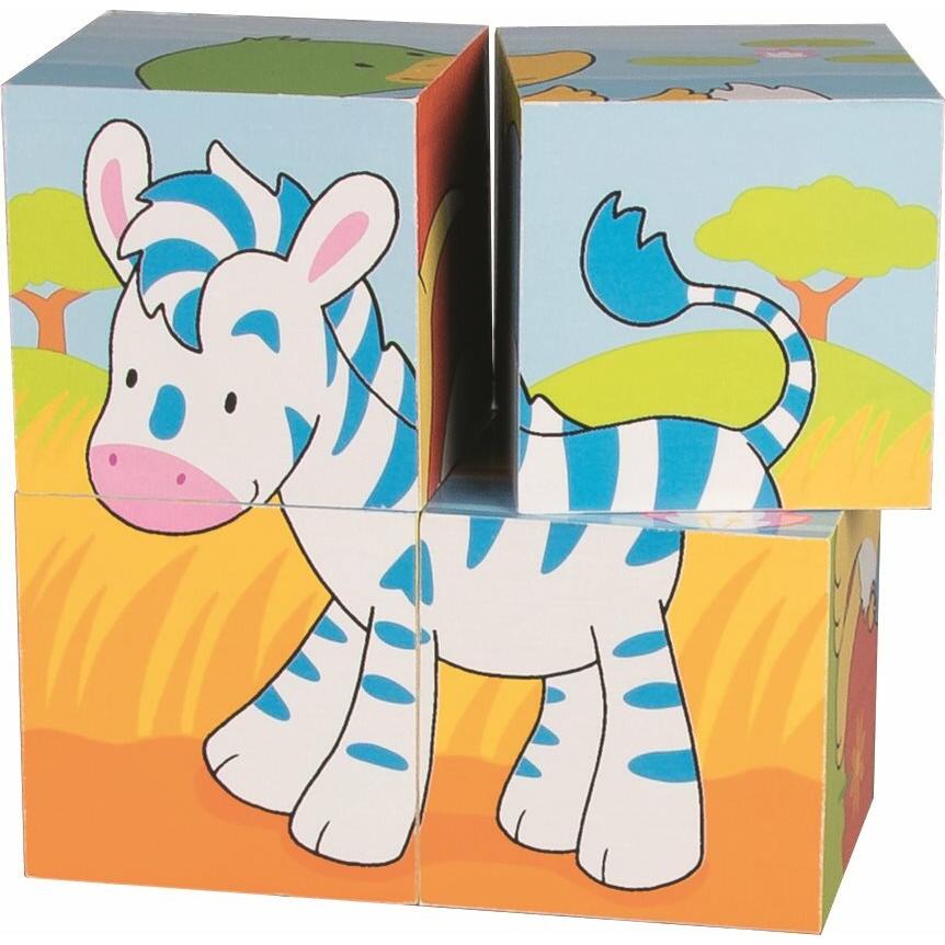 Goki Würfelpuzzle Tiere (4 Teile)