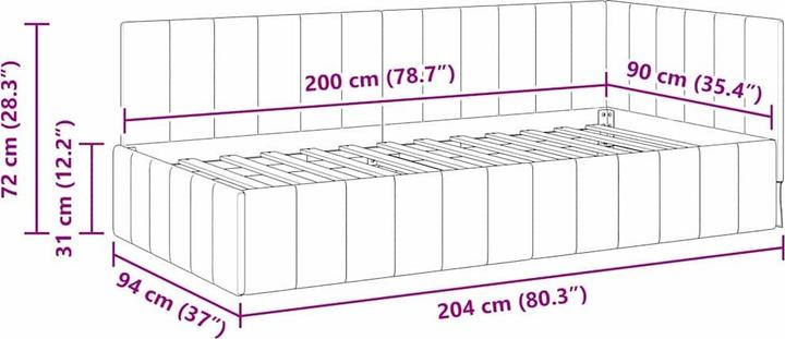 Image du produit vidaXL Eckbettgestell (90 x 200 cm)