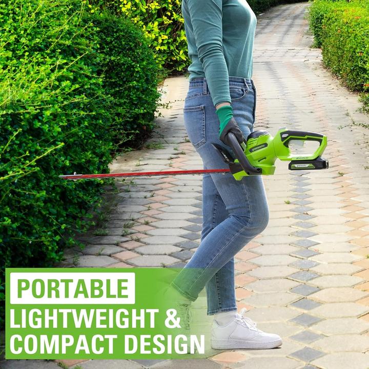 Actual product image Greenworks Cordless Hedge Trimmer (Rechargeable battery operated)