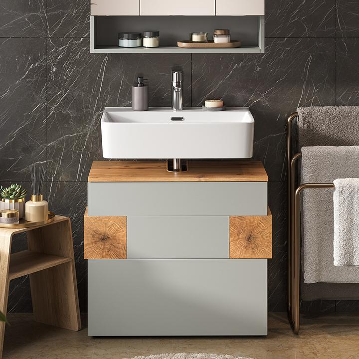 Produktbild Vicco Waschbeckenunterschrank Eden, Grau/Artisan, 70 x 64.5 cm mit 2 Schubladen (70 x 37 x 64.50 cm)