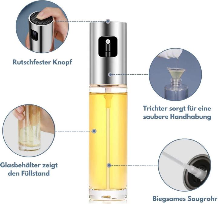 Actual product image Hermex Ölsprühflasche Ölzerstäuber Ölspender Ölflasche mit Zerstäuber (100 ml)