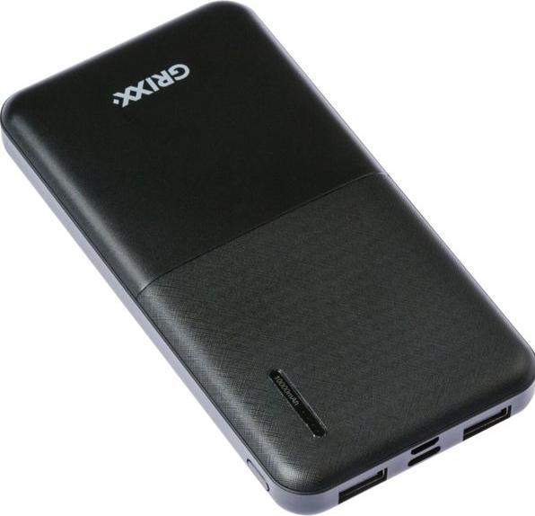 Productafbeelding Grixx Powerbank 10000mAh Micro USB & USB-C Zwart (10000 mAh)