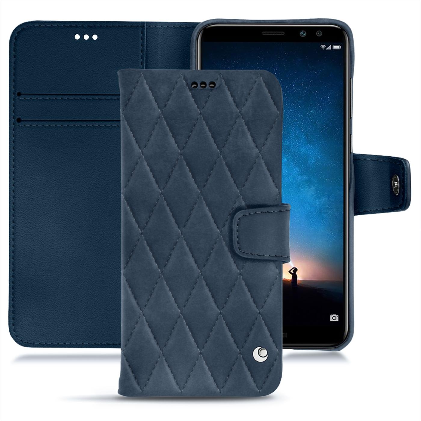 Noreve Lederschutzhülle Wallet (Huawei Mate 10 Lite), Smartphone Hülle, Blau