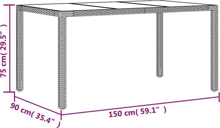 Produktbild vidaXL Gartentisch (150 x 90 x 75 cm)